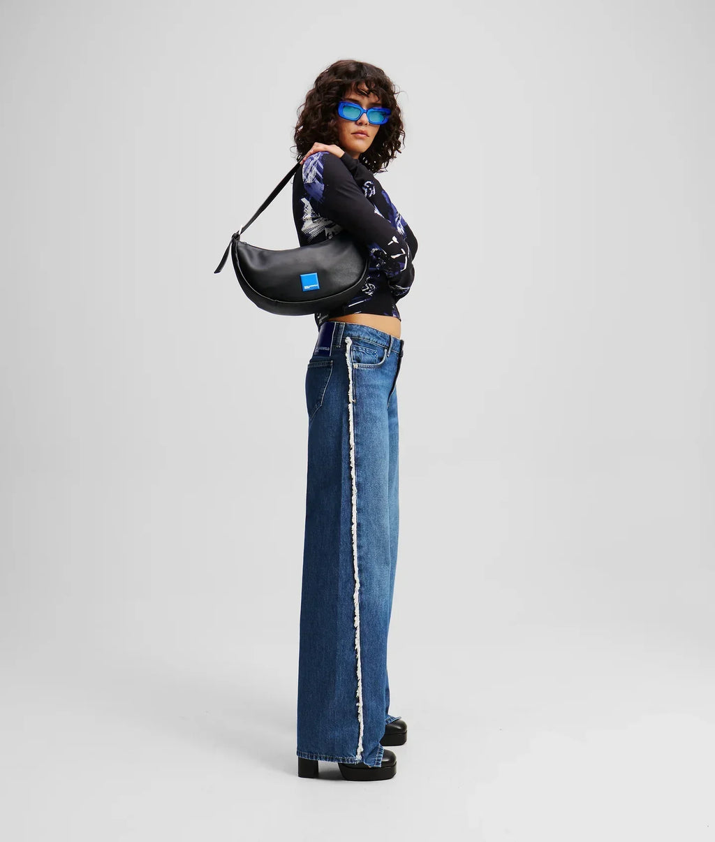 KARL FRINGED MID-RISE RELAXED JEANS