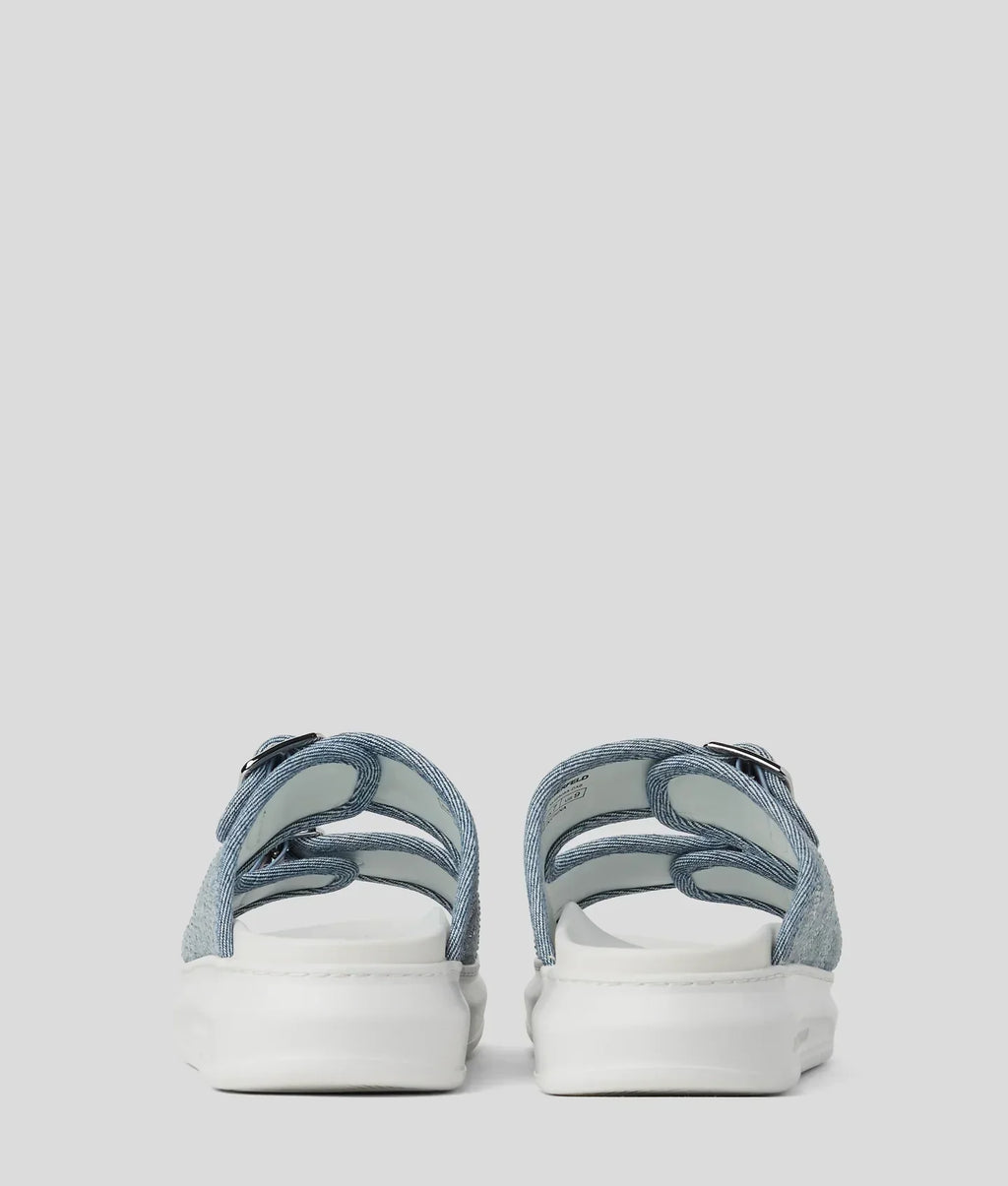 KARL KAPRI DENIM RHINESTONE SANDALS